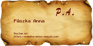 Pászka Anna névjegykártya